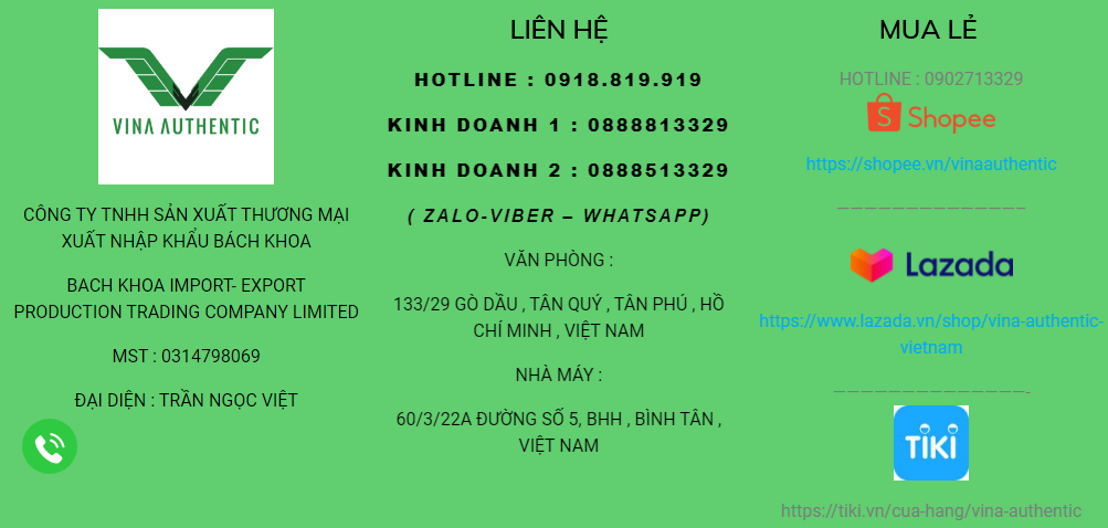 Thông Tin Liên Hệ VINA AUTHENTIC